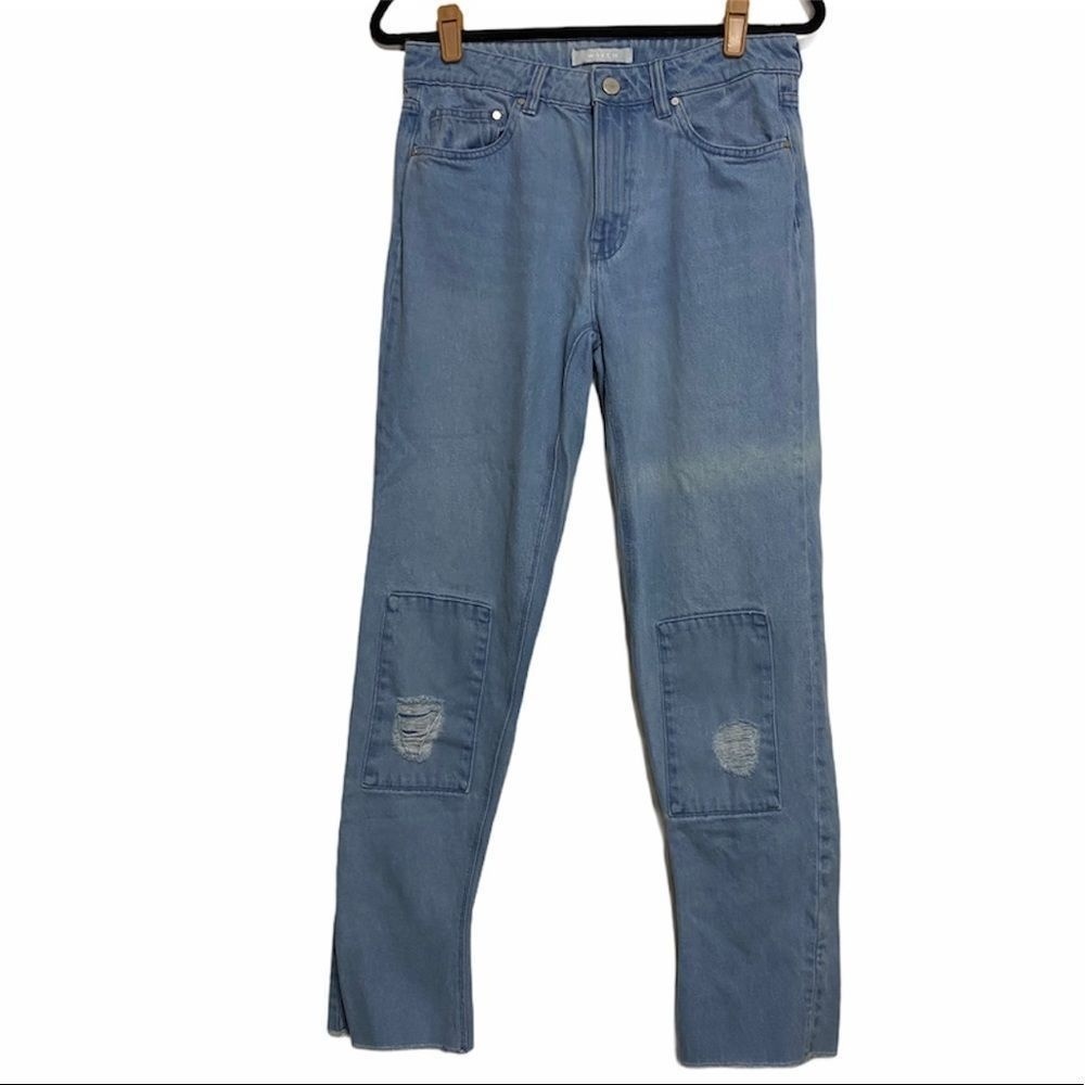 Asos Waven True Boyfriend Raw Hem Patches Jeans Womens 6 NWT